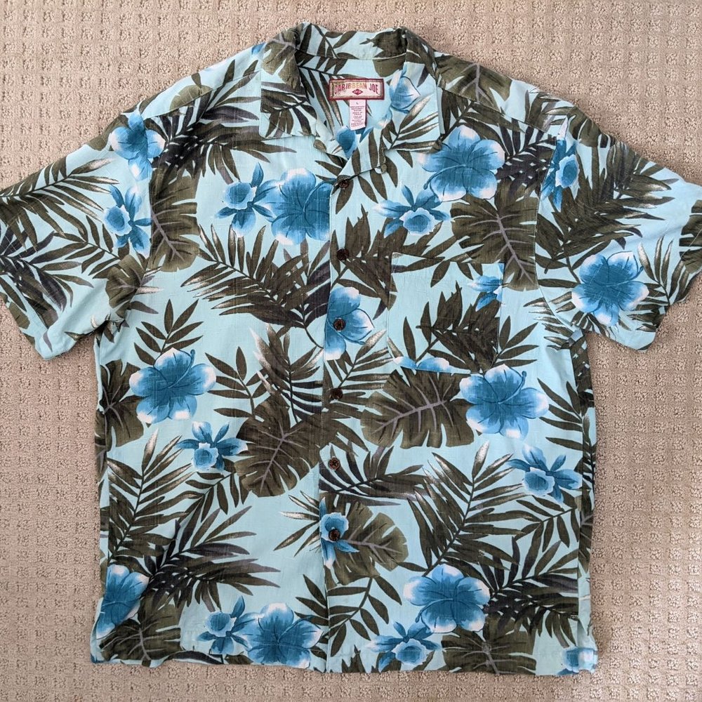 Men's Caribbean Joe Hawaiian Shirt w/Pocket (A176)